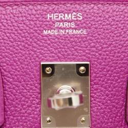 Pre Owned Hermes Magnolia Taurillon Novillo Leather Palladium Finish Birkin 25 Bag