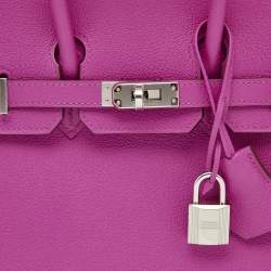 Pre Owned Hermes Magnolia Taurillon Novillo Leather Palladium Finish Birkin 25 Bag