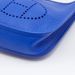 Pre Owned Hermès Blue Electric Taurillon Clemence Leather Evelyne TPM 16 Bag