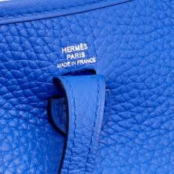 Pre Owned Hermès Blue Electric Taurillon Clemence Leather Evelyne TPM 16 Bag