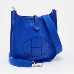 Pre Owned Hermès Blue Electric Taurillon Clemence Leather Evelyne TPM 16 Bag
