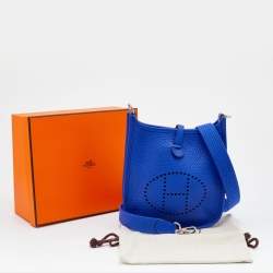 Pre Owned Hermès Blue Electric Taurillon Clemence Leather Evelyne TPM 16 Bag