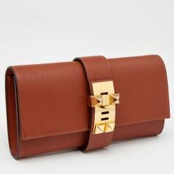 Pre Owned Hermes Cuivre Chevre Mysore Leather Medor 23 Clutch
