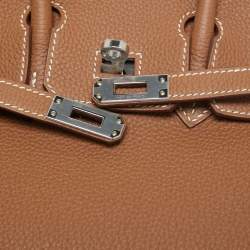 مملوكة مسبقًا حقيبة هيرمس بيركين 25 جلد توغو بيج داكن ومعدن مطلي بالاديوم