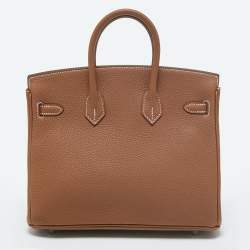 مملوكة مسبقًا حقيبة هيرمس بيركين 25 جلد توغو بيج داكن ومعدن مطلي بالاديوم
