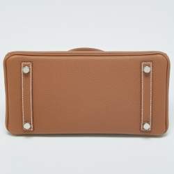 مملوكة مسبقًا حقيبة هيرمس بيركين 25 جلد توغو بيج داكن ومعدن مطلي بالاديوم