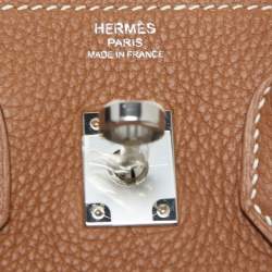 مملوكة مسبقًا حقيبة هيرمس بيركين 25 جلد توغو بيج داكن ومعدن مطلي بالاديوم