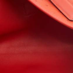 Pre Owned Hermes Orange Poppy Ostrich Elan Jige Clutch