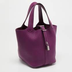 Pre Owned Hermes Anemone Taurillon Clemence Leather Picotin Lock 18 Bag