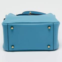 Pre Owned Hermes Bleu Du Nord Swift Leather Gold Finish Lindy 20 Bag