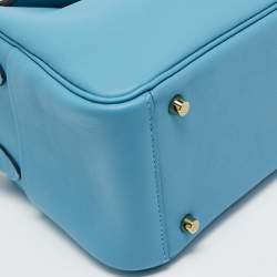 Pre Owned Hermes Bleu Du Nord Swift Leather Gold Finish Lindy 20 Bag