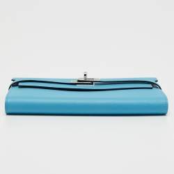 Hermès Bleu Du Nord Rouge de Coeur Epsom Leather Kelly Classic Wallet