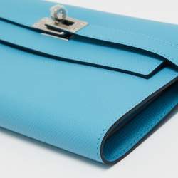 Hermès Bleu Du Nord Rouge de Coeur Epsom Leather Kelly Classic Wallet
