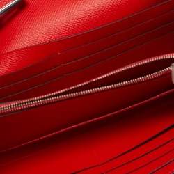 Hermès Bleu Du Nord Rouge de Coeur Epsom Leather Kelly Classic Wallet