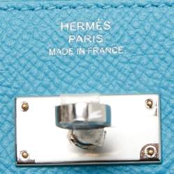 Hermès Bleu Du Nord Rouge de Coeur Epsom Leather Kelly Classic Wallet