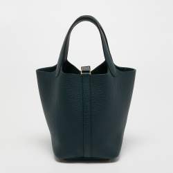 Pre Owned Hermes Vert Cypress Taurillon Clemence Leather Picotin Lock 18 Bag