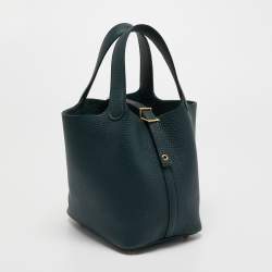Pre Owned Hermes Vert Cypress Taurillon Clemence Leather Picotin Lock 18 Bag