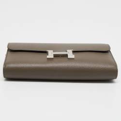 Pre Owned Hermès Etain Epsom Leather Constance Long To Go Wallet