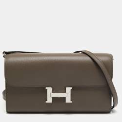 Pre Owned Hermès Etain Epsom Leather Constance Long To Go Wallet