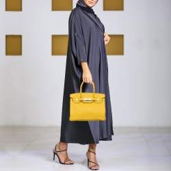 Hermes Jaune Amber Taurillon Clemence Leather Gold Finish Birkin 30 Bag