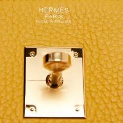 Hermes Jaune Amber Taurillon Clemence Leather Gold Finish Birkin 30 Bag