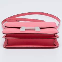 Pre Owned Hermes Rose Azalee Epsom Leather Gold Finish Constance 18 Bag