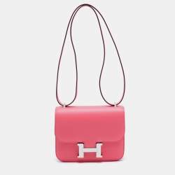 NEW HERMES Pink Rose Extreme CONSTANCE 18 19 MINI EPSOM BAG HANDBAG PURSE