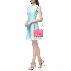 Pre Owned Hermes Rose Azalee Epsom Leather Gold Finish Constance 18 Bag