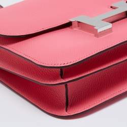 Pre Owned Hermes Rose Azalee Epsom Leather Gold Finish Constance 18 Bag