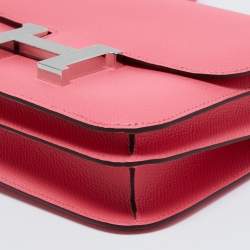 Pre Owned Hermes Rose Azalee Epsom Leather Gold Finish Constance 18 Bag