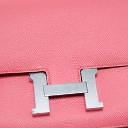 Pre Owned Hermes Rose Azalee Epsom Leather Gold Finish Constance 18 Bag