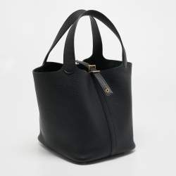 Pre Owned Hermès Noir Togo Leather Picotin Lock 22 Bag