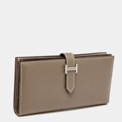 Pre Owned Hermes Etoupe Epsom Leather Bearn Gusset Wallet