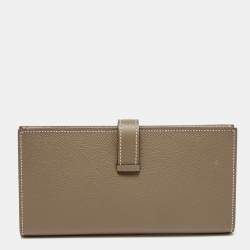 Pre Owned Hermes Etoupe Epsom Leather Bearn Gusset Wallet