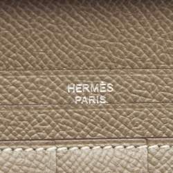 Pre Owned Hermes Etoupe Epsom Leather Bearn Gusset Wallet
