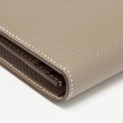 Pre Owned Hermes Etoupe Epsom Leather Bearn Gusset Wallet