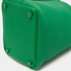 Hermes So Green Bambou Clemence Leather Picotin Lock 18 Bag