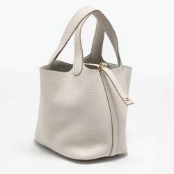 Pre Owned Hermès Beton Taurillon Clemence Leather Picotin Lock 18 Bag