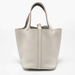 Pre Owned Hermès Beton Taurillon Clemence Leather Picotin Lock 18 Bag