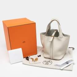 Pre Owned Hermès Beton Taurillon Clemence Leather Picotin Lock 18 Bag