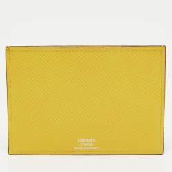 Pre Owned Hermès Jaune De Naples/Mauve Sylvestre/Gold/Blue Du Nurd Epsom Leather Les Petits Chevaux Card Holder