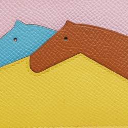Pre Owned Hermès Jaune De Naples/Mauve Sylvestre/Gold/Blue Du Nurd Epsom Leather Les Petits Chevaux Card Holder