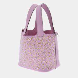 Hermes Pink Swift Leather Micro Lucky Daisy Picotin Lock Tote Bag 