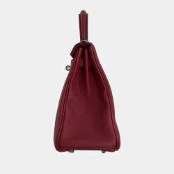 Hermes Red Togo Leather Palladium Hardware Kelly Retourne 25 Bag 
