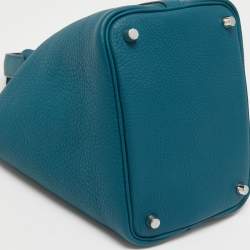 Hermes Vert Bosphore/Deep Blue Clemence Leather Picotin Lock 18 Bag