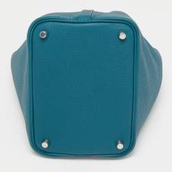 Hermes Vert Bosphore/Deep Blue Clemence Leather Picotin Lock 18 Bag