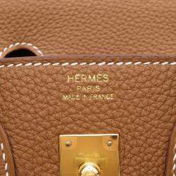 Hermes Gold Togo Leather Gold Hardware Birkin 25 Bag 