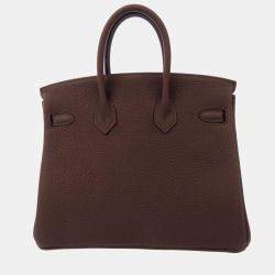 Hermes Burgundy Togo Leather Gold Plated Hardware Birkin 25 Tote Bag