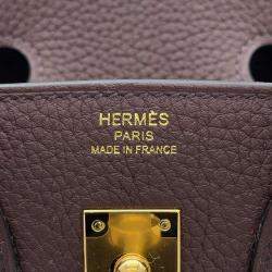 Hermes Burgundy Togo Leather Gold Plated Hardware Birkin 25 Tote Bag