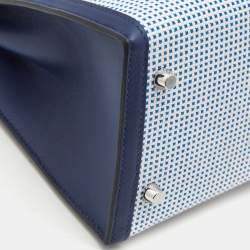 Hermes Bleu Saphir/Ecru/Mauve Sylvestre Toile Quadrille and Swift Leather Kelly Sellier 28 Bag